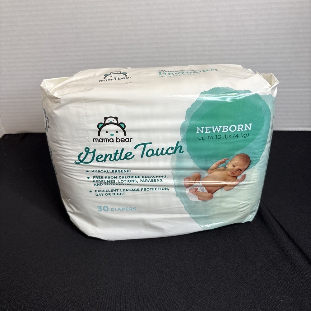Amazon Brand - Mama Bear Gentle Touch Diapers, Newborn (30 Count), White